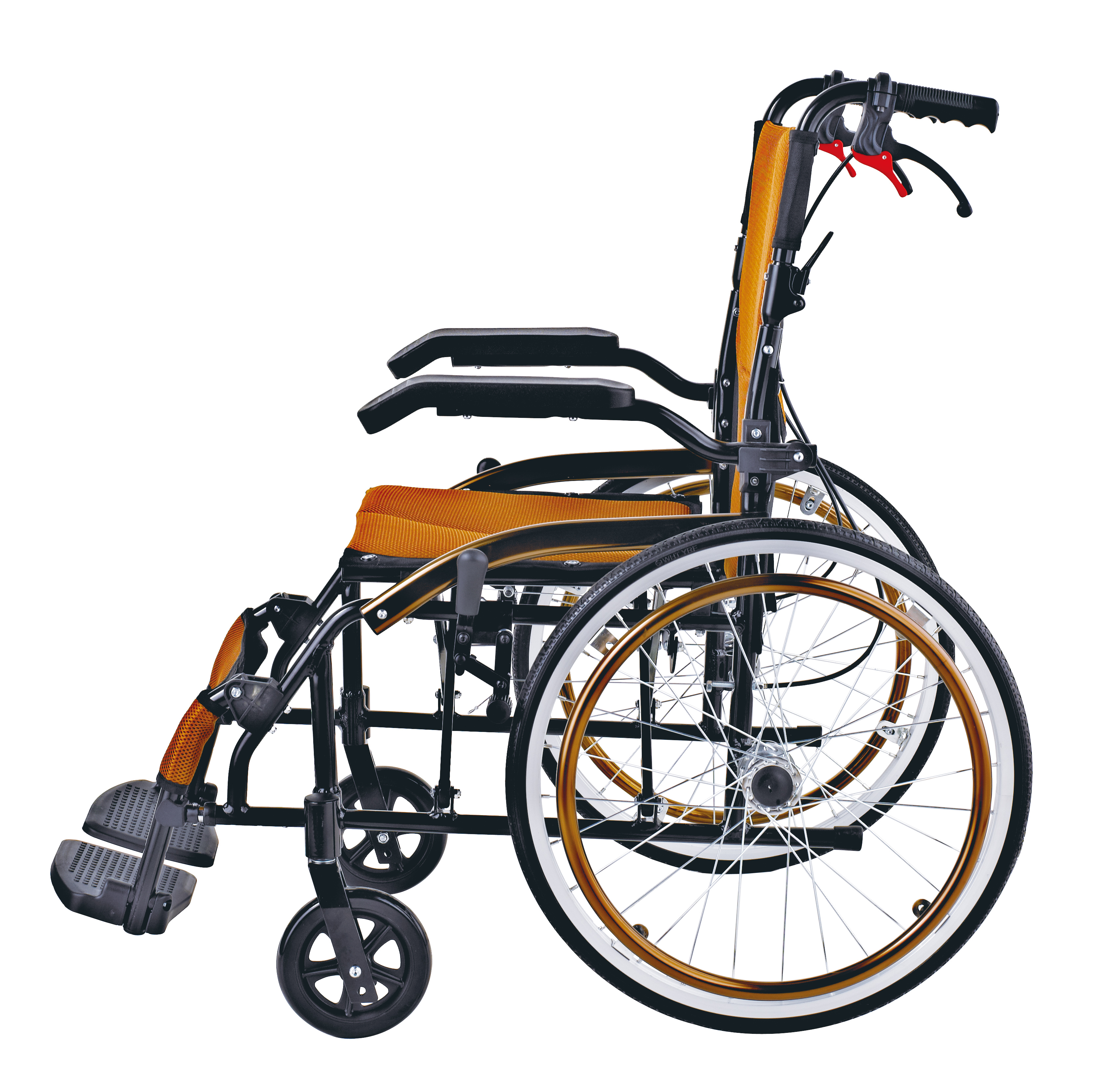 MEDILA รถเข็นวีลเชร์ อลูมิเนียม รถเข็นผู้ป่วย น้ำหนักเบา MORGAN DY01863L(3)AJ แดง_1